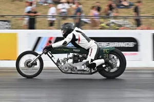 Prints of Matthew Owens, Triumph, Little Conquer, NSA Bike Shootout, From the classic day's of Santa Pod in the 1970's the NSA Bike shootout is a firm favourite for the spectators Dragstalgia Santa Pod June 2025 Prints: CZ2_9874 Matthew Owens, Triumph, Little Conquer.jpg