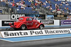 Prints of John Dalrymple, Willys Truck, Full Tilt, Willys Wars, This was the 11th running of the Annual Willys Wars, featuring Willys Coupes, Sedans or Pickups from the years 1933 to 42 Dragstalgia Santa Pod June 2025 Prints: CZ2_9923 John Dalrymple, Willys Truck, Full Tilt.jpg