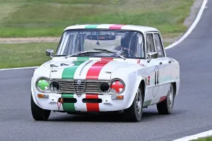 Prints of Harrison Compton-Goddard, Alfa Romeo Giulia Super Ti, Pre-85 Alfa Romeo and Italian Intermarque Classico, two 20 minute races, with cars split into six classes A-F Festival Italia Brands Hatch August 2025 Prints: CZ3_6124 Harrison Compton-Goddard, Alfa Romeo Giulia Super Ti.jpg