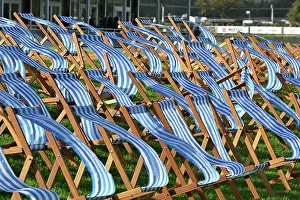 Late Summer Prints: CZ4_4743 Blue and white striped deckchairs in the breeze.jpg