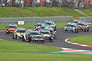 Prints of Leading the pack into Surtees, Nathan Edwards, EXCELR8 Driver Development Programme, MINI F56 JCW, 2025 Vertu MINI Challenge three twenty minute races a over the weekend, single marque racing BTCC Brands Hatch October 2025 Prints: CZ5_2198 Nathan Edwards, EXCELR8 Driver Development Programme, MINI F56 JCW.jpg